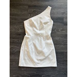 NWOT Miscreants London x Revolve Ivory One Shoulder Cupid Mini Dress Size US 4